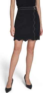 KARL LAGERFELD PARIS Belted Scalloped Hem Miniskirt