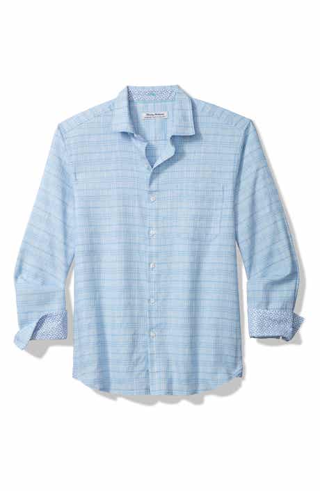 Barbados Breeze Playa Plaid Stretch Linen Blend Button-Up Shirt