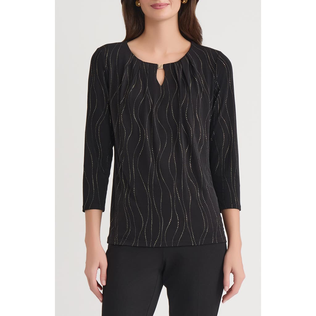 Kasper Rhinestone Keyhole Top In Black