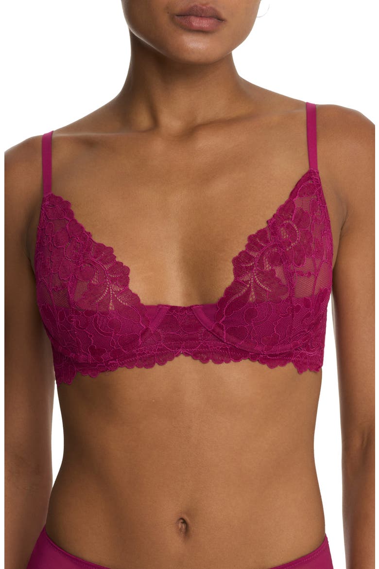 Peony Unlined Lace Underwire Bra, Main, color, DARK RASPBERRY