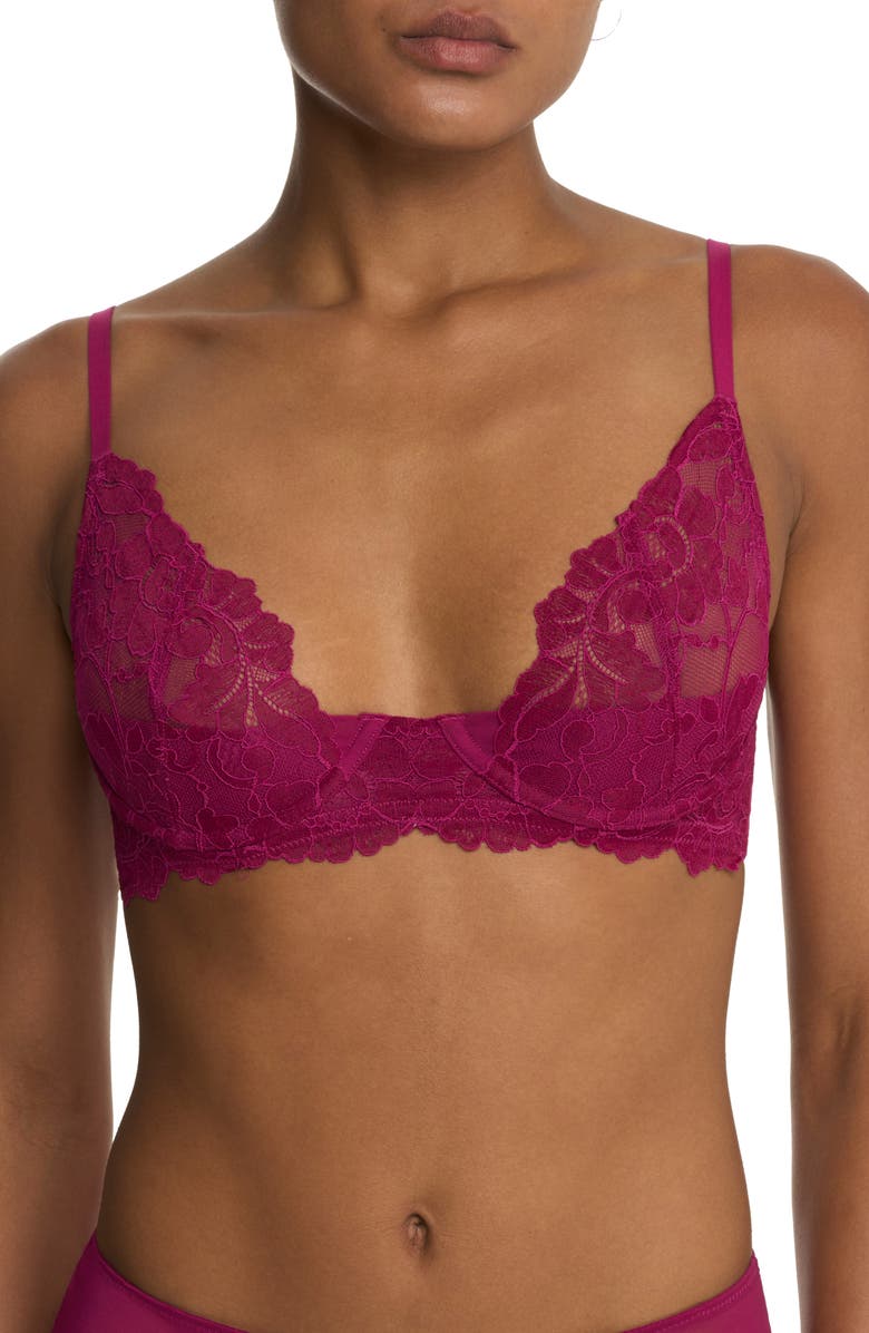 Natori Peony Unlined Lace Underwire Bra, Main, color, Dark Raspberry