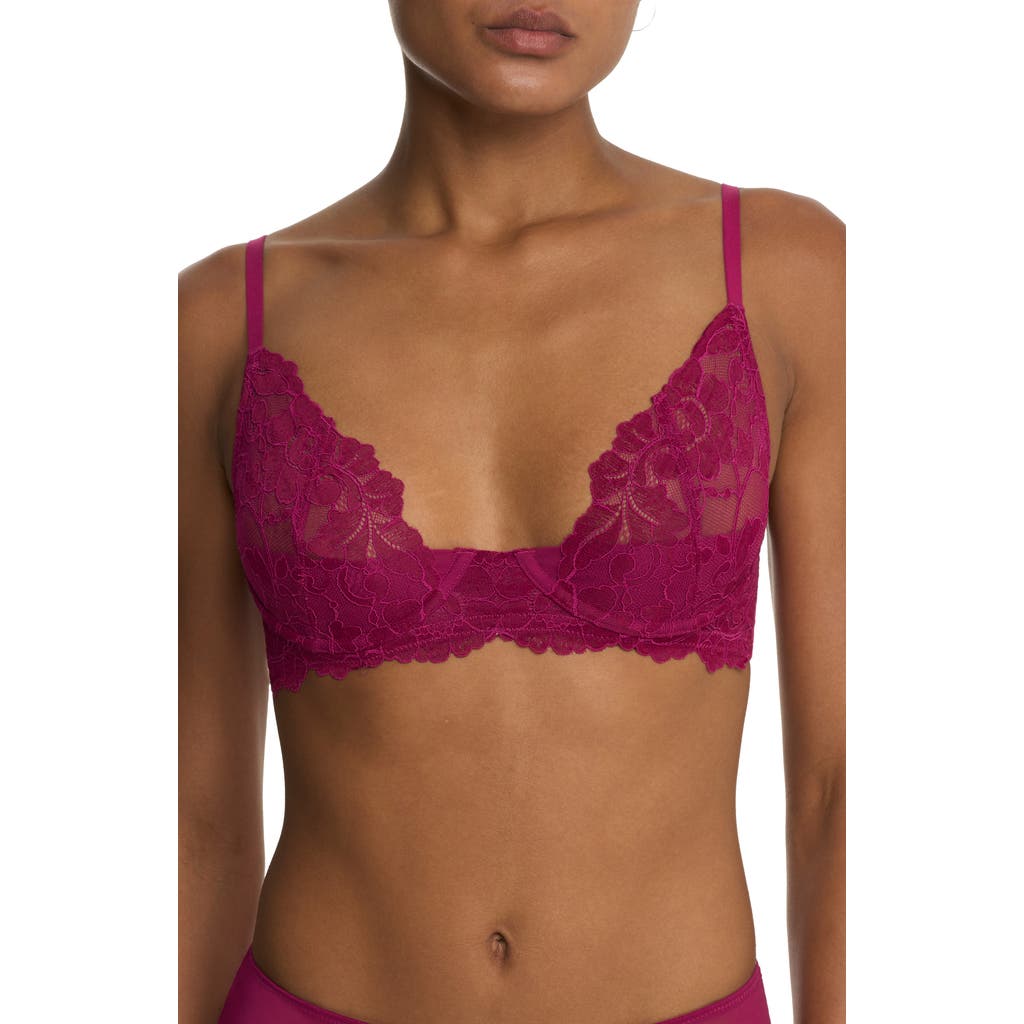 Natori Peony Unlined Lace Underwire Bra In Brown