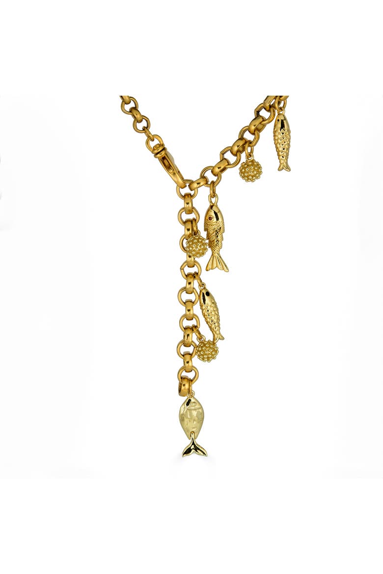 Fish Charm Convertible Necklace, Alternate, color, Gold