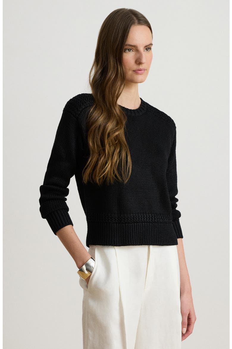 Crewneck Dropped Shoulder Sweater, Alternate, color, BLACK