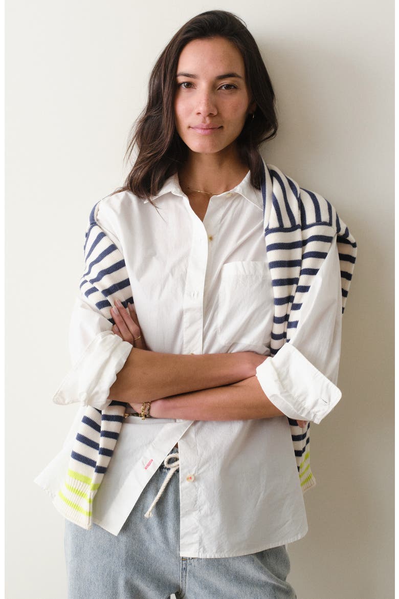 Jane California Relaxed Pima Cotton Poplin Button-Up Shirt, Alternate, color, WHITE
