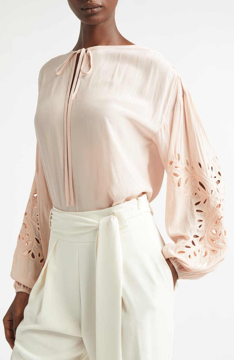 Ramy Brook Zenaida Floral Cutout Woven Shirt, Alternate, color, Dark Blush