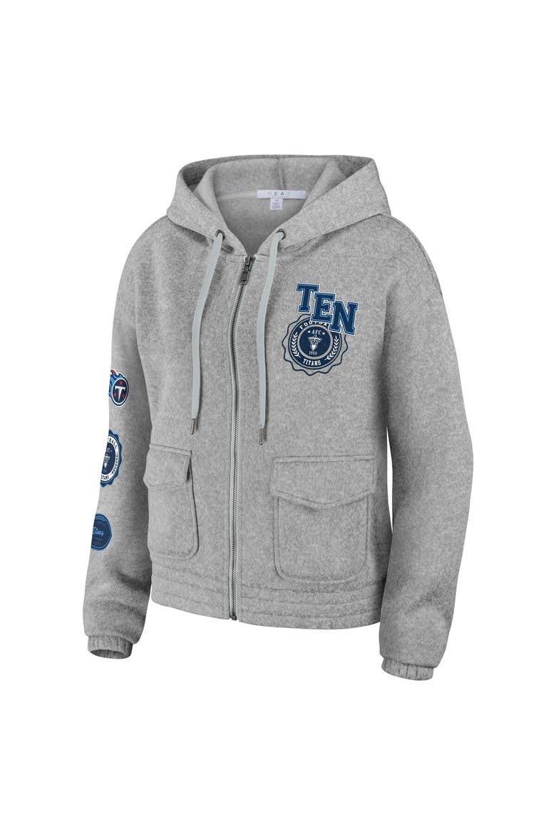 Women's WEAR by Erin Andrews Heather Gray Tennessee Titans Full-Zip Hoodie, Alternate, color, Heather Gray