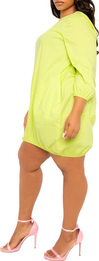 Bubble Hem Cotton Blend Poplin Dress