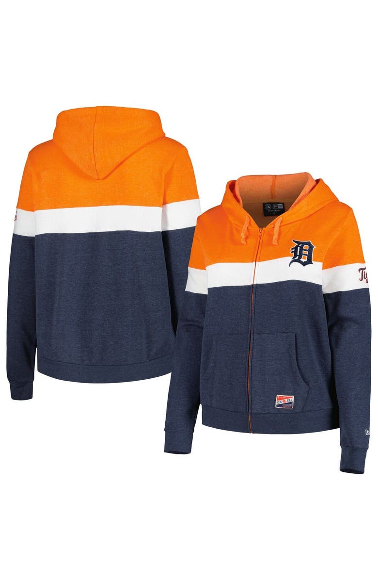 New Era Women's New Era  Navy Detroit Tigers Plus Size Color-Block Full-Zip Hoodie, Main, color, 