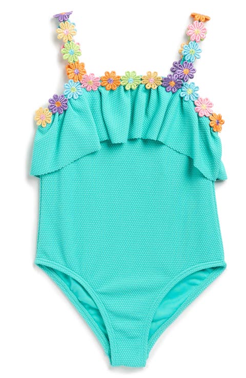 Kids' One-Piece Flower Trim Swimsuit (Little Kid)