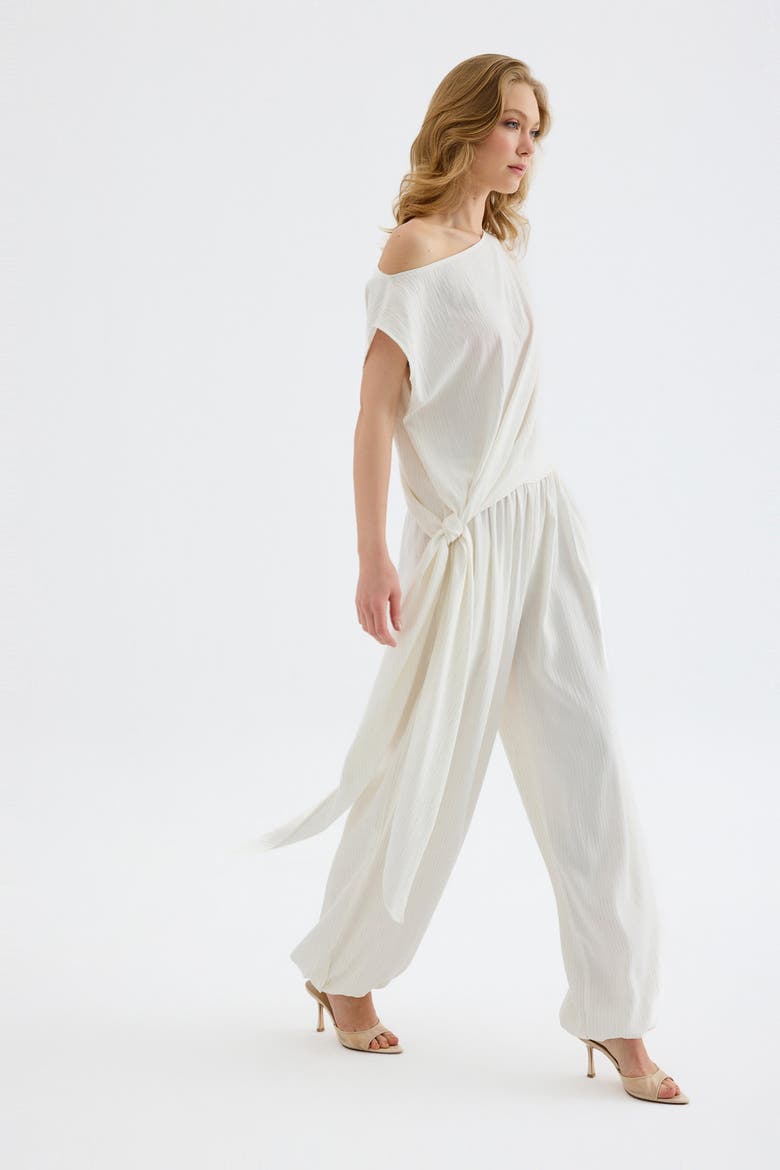 Torina Draped Viscose Top, Alternate, color, Ecru