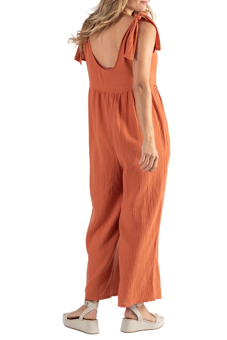 Canyon Organic Cotton Gauze Maternity/Nursing Jumpsuit, Alternate, color, COPPER