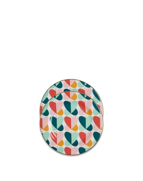 Dessert Plates Set Of 2 Farfalle Multicolor