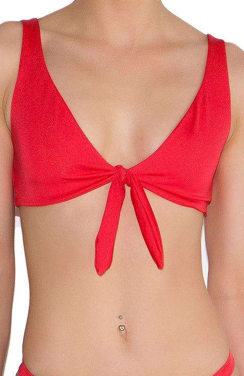 Stephany Plunge Neck - Front-Tie Bikini Top