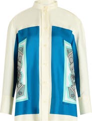 Callas Milano LYN Scarf Print Shirt Turquoise / Navy