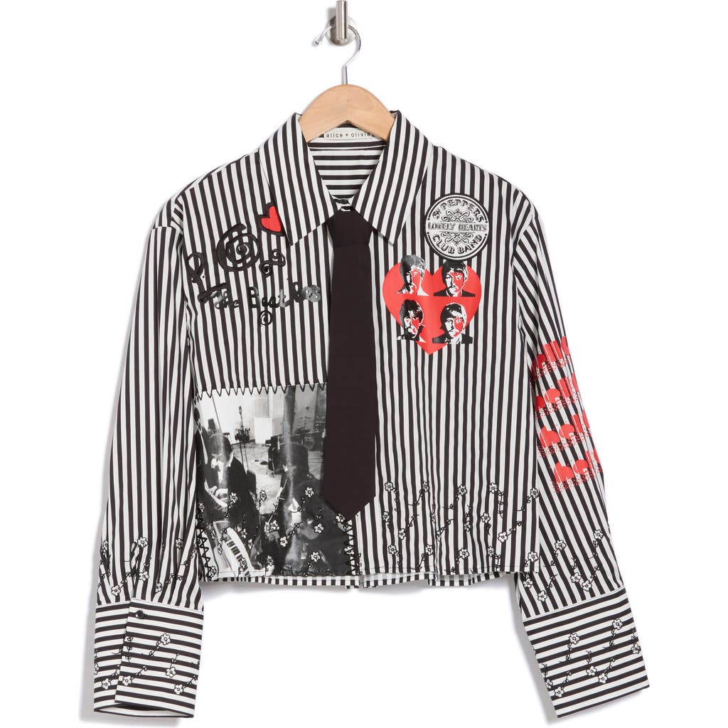 ALICE AND OLIVIA ALICE + OLIVIA PAM EMBROIDERED OVERSIZE SHIRT