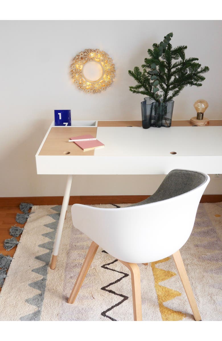 Lorena Canals Geometric Tassel Rug, Alternate, color, Azteca Natural-Vintage Blue