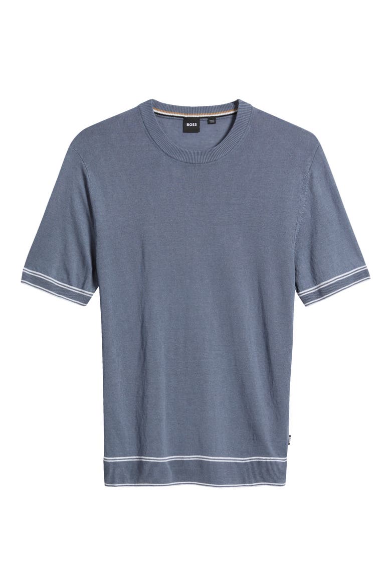 Norberto Linen Blend Short Sleeve Sweater, Alternate, color, OPEN BLUE