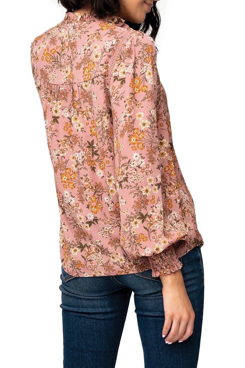 Long Sleeve Crochet Trim Blouse, Alternate, color, MAUVE FALL FLORAL