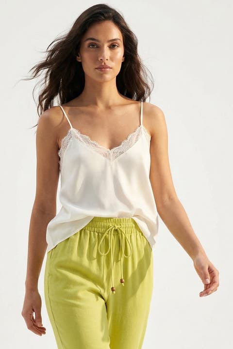 Strappy Lace Trim Viscose Blouse