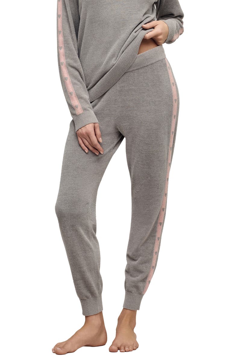 Barefoot Dreams<sup>®</sup> CozyChic<sup>®</sup> Ultra Lite<sup>®</sup> Heart Stripe Joggers, Main, color, Dove Gray-Pink Sand