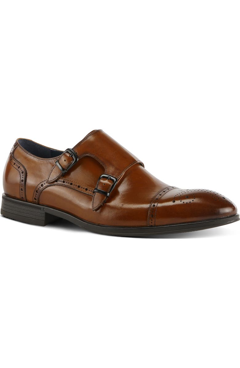 Spring Step Ezra Double Monk Strap Leather Loafer, Main, color, Camel
