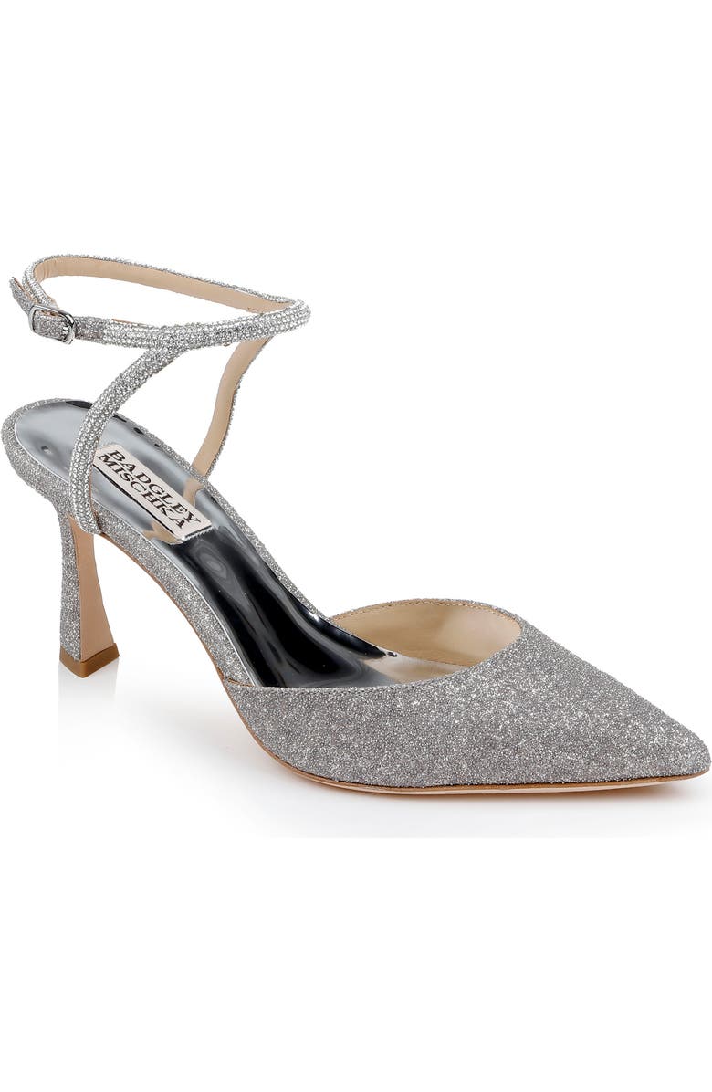 BADGLEY MISCHKA Collection Kamilah Ankle Strap Pump, Main, color, Slvr Antiq