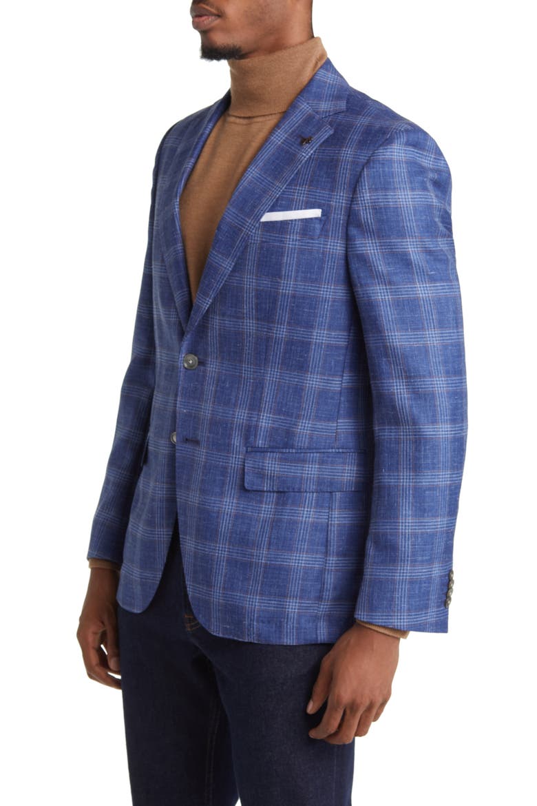 Hutson Plaid Wool & Silk Blend Sport Coat, Alternate, color, BRIGHT BLUE