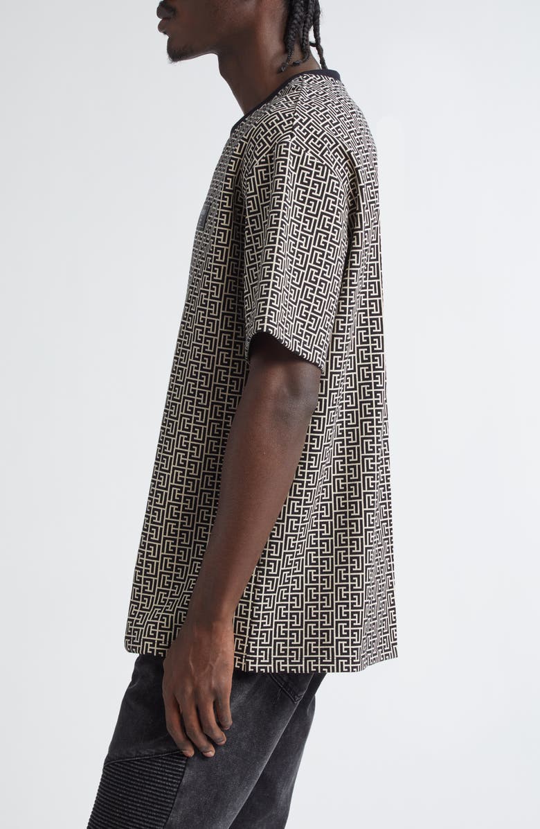 Balmain Couture Label Labyrinth Jacquard T-Shirt, Alternate, color,