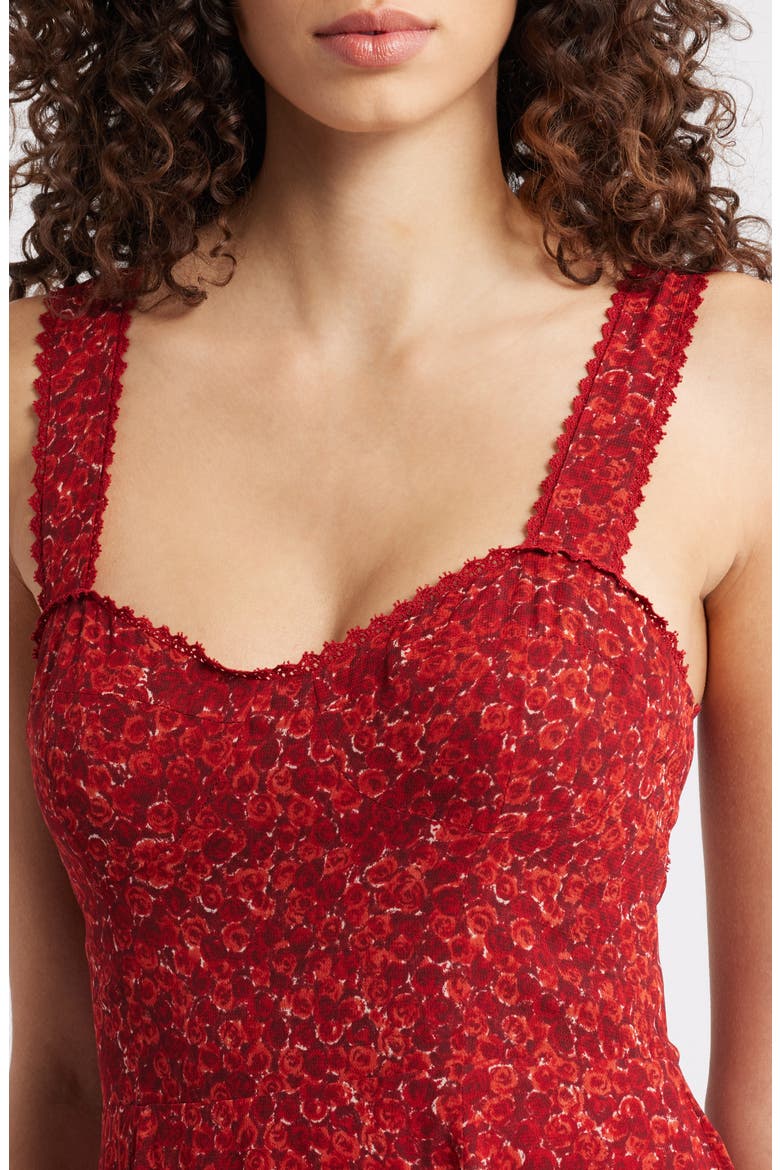 Lela Floral Print Midi Dress, Alternate, color, ROSEANNE