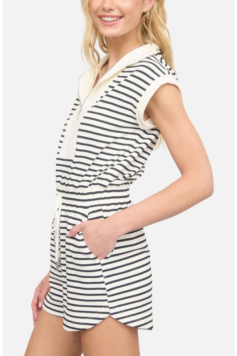 Tie Waist Romper, Alternate, color, BLACK