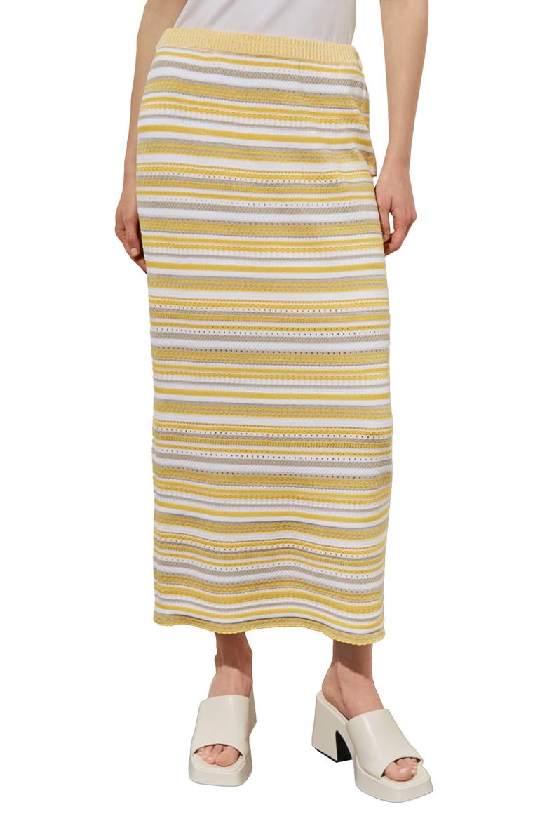 Stripe Knit Maxi Skirt, Main, color, PALE MARIGOLD/LIMESTONE/WHITE