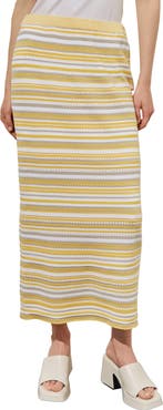 Ming Wang Stripe Knit Maxi Skirt
