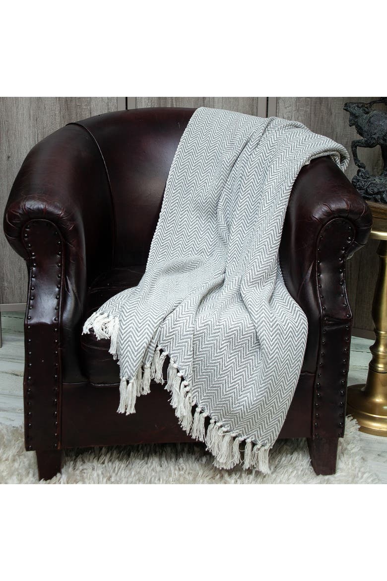 Isla Transitional Grey 52" x 67" Woven Handloom Throw Blanket, Alternate, color, GRAY