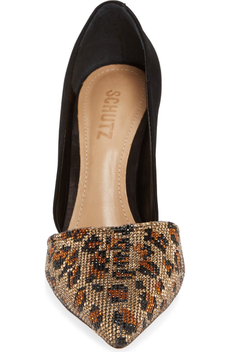 Schutz Totia Crystal Leopard Pointed Toe Pump, Alternate, color,