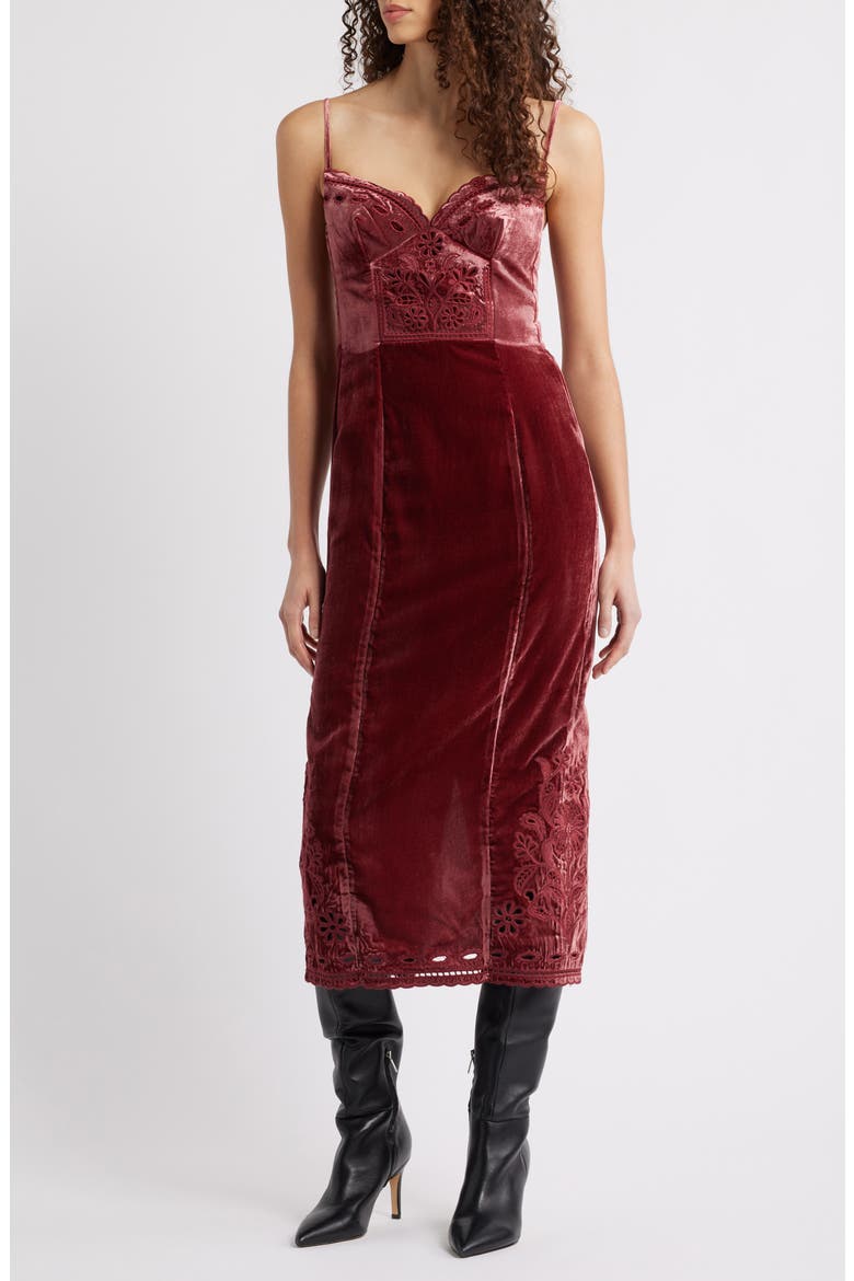 Burgundy Floral Cut Out Party Dress, Main, color, BURGUNDY