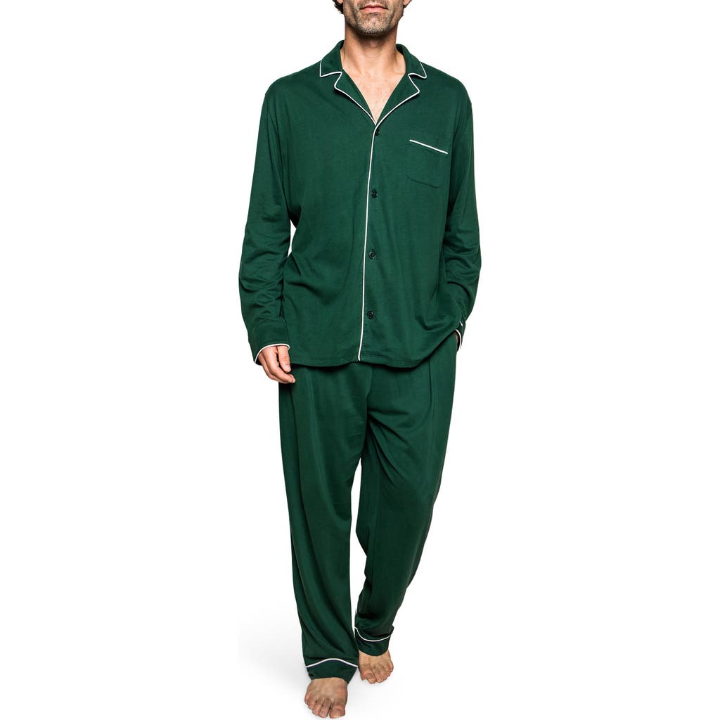 Petite Plume Luxe Pima Cotton Pajamas in Green