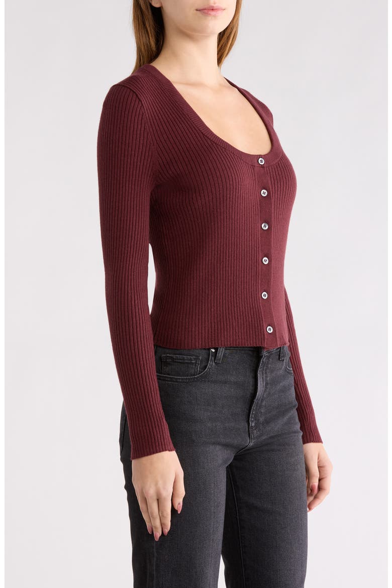 Lima Organic Cotton Blend Cardigan, Alternate, color, OXBLOOD