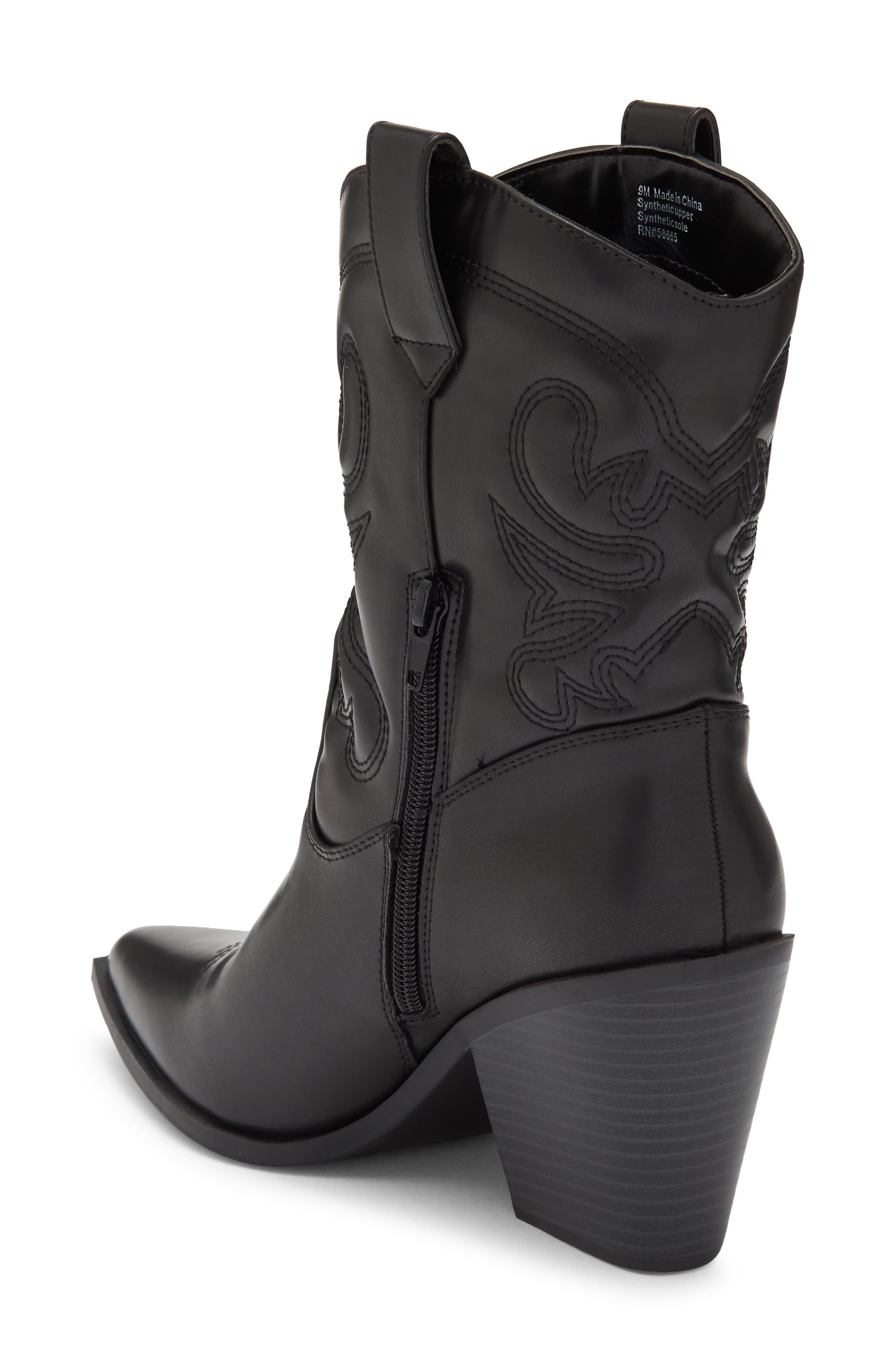 Dakota Faux Leather Western Boot, Alternate, color, BLACK