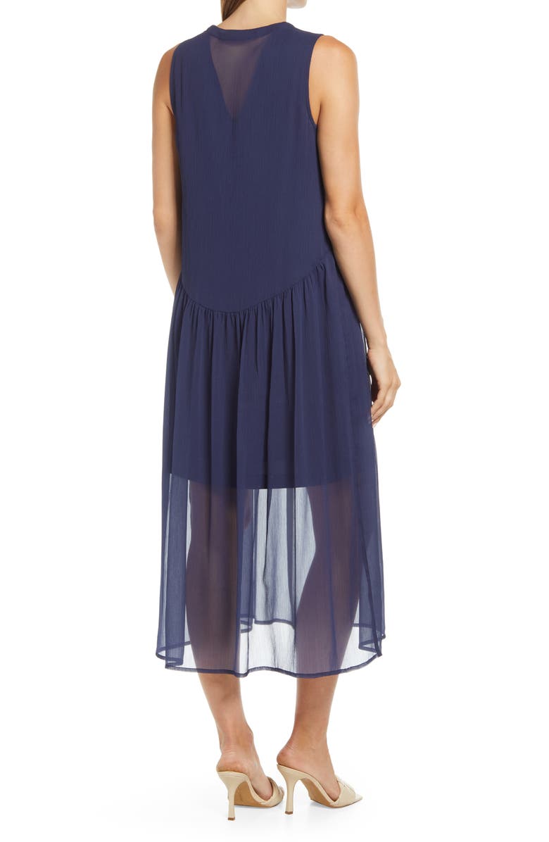 Halogen<sup>®</sup> Double V Layered Chiffon Dress, Alternate, color, 