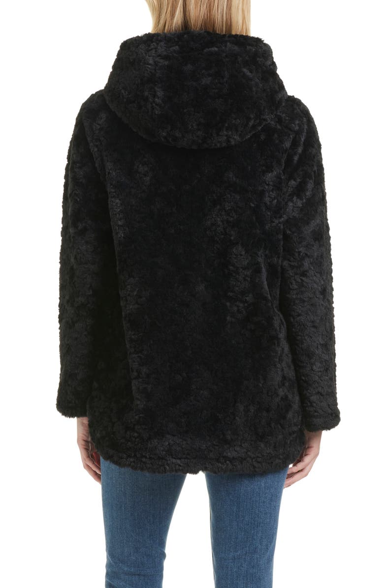 Sanctuary Textured Faux Fur Jacket, Alternate, color, Black