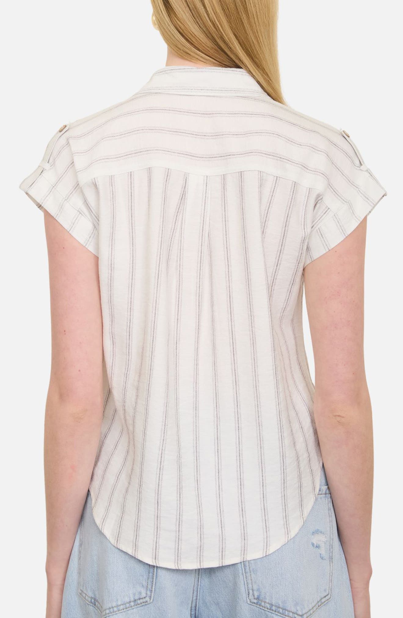 Stripe Short Sleeve Button-Up Shirt - image 2
