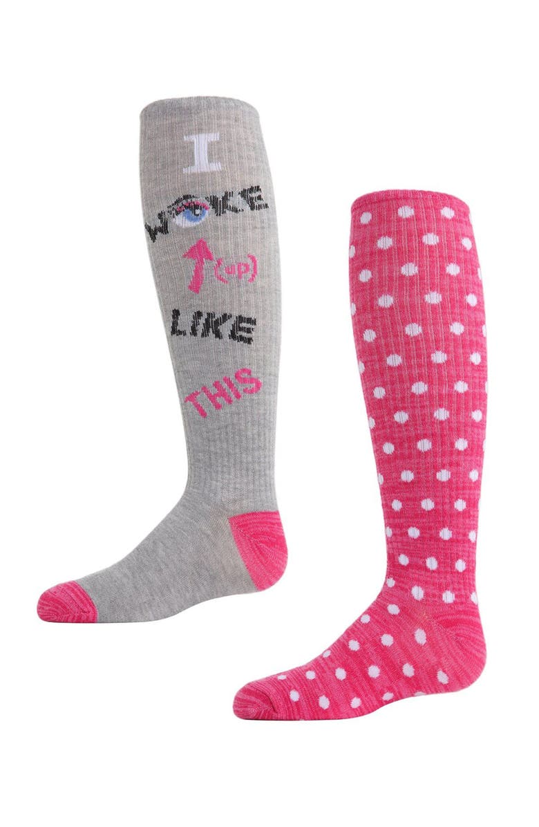 MeMoi 2 Pair Pack I woke up like this Knee High Socks, Main, color, Assorted
