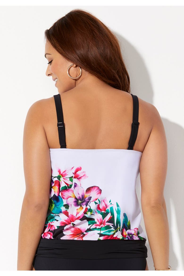 Loop Strap Blouson Tankini Top, Alternate, color, Engineered Floral