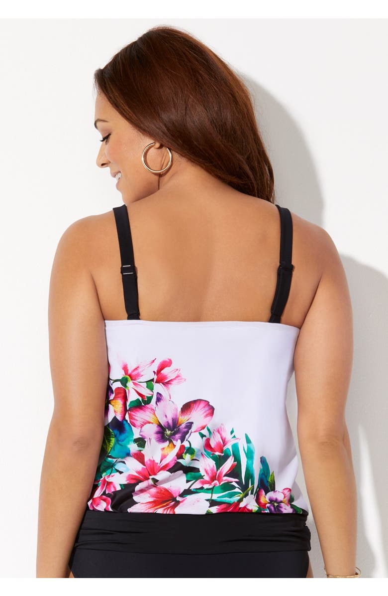 Swimsuits for All Loop Strap Blouson Tankini Top, Alternate, color, Engineered Floral