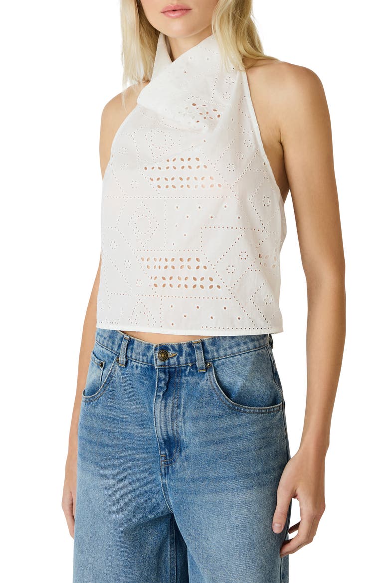 Lou Eyelet Embroidered Halter Top, Main, color, BIRCH WHITE