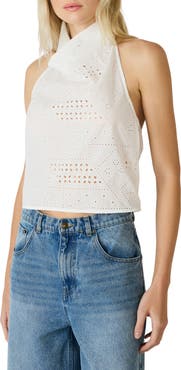 Steve Madden Lou Eyelet Embroidered Halter Top