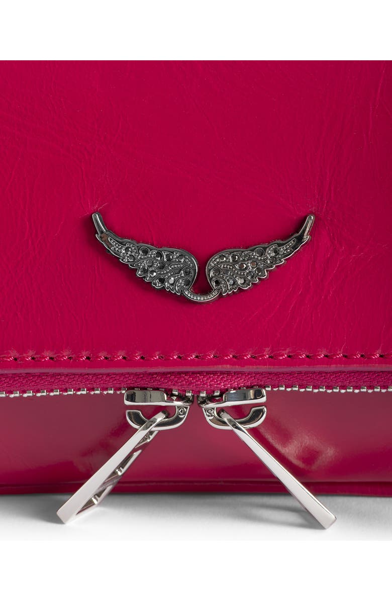 Zadig & Voltaire Rock Nano Patent Leather Clutch, Alternate, color, Podium