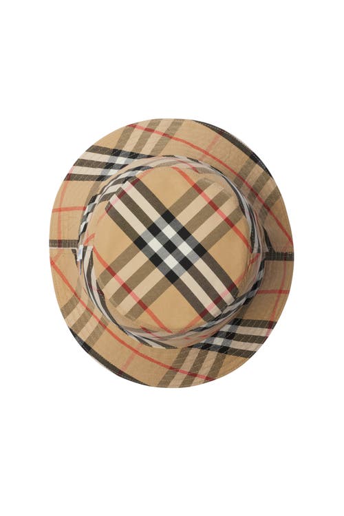 Burberry Reversible Gabardine Bucket Hat In Black/sand