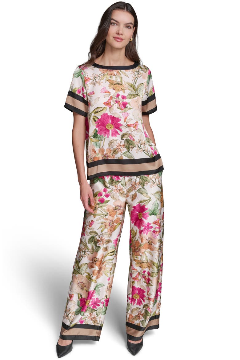 Floral Satin Top, Alternate, color, BISQUE/ LIGHT BLUSH COMBO